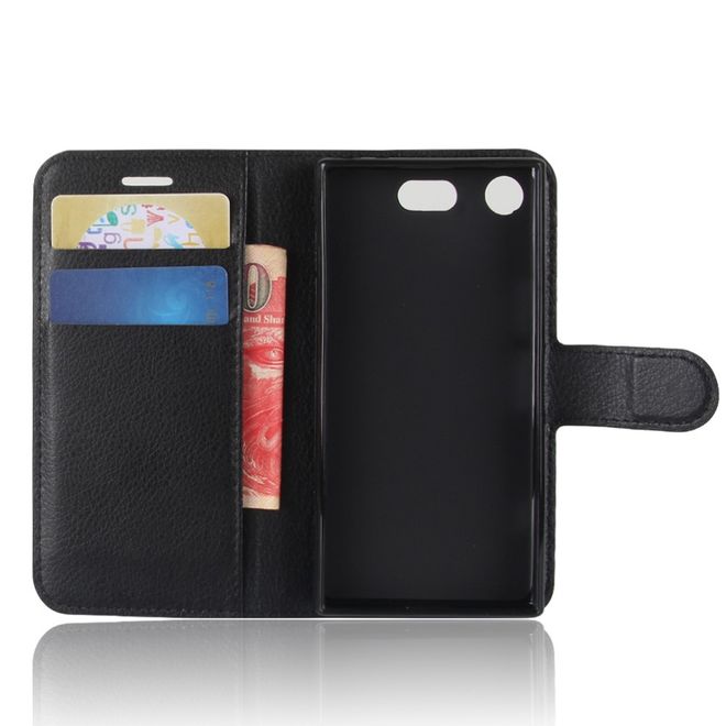 Sony Xperia XZ1 Compact Leder Hülle - Case mit Standfunktion - schwarz