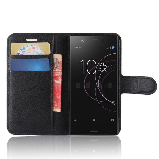 Sony Xperia XZ1 Compact Leder Hülle - Case mit Standfunktion - schwarz