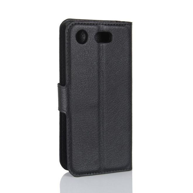 Sony Xperia XZ1 Compact Leder Hülle - Case mit Standfunktion - schwarz