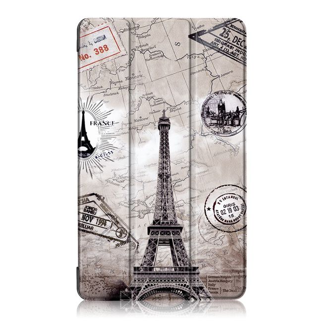 Samsung Galaxy Tab A 8.0 (2017) Hülle - Leder Bookcase - mit Standfunktion - Eiffelturm