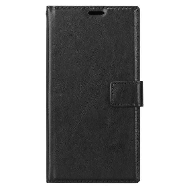 Sony Xperia XA1 Plus Handy Hülle - Crazy Horse Leder Bookcover - mit Standfunktion - schwarz