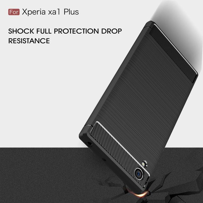 Sony Xperia XA1 Plus Handy Hülle - TPU Softcase - im Carbon Look - schwarz