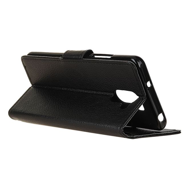 Samsung Galaxy S9 Plus Hülle - Case aus Leder - mit Litchitextur und Visitenkartenfach - schwarz