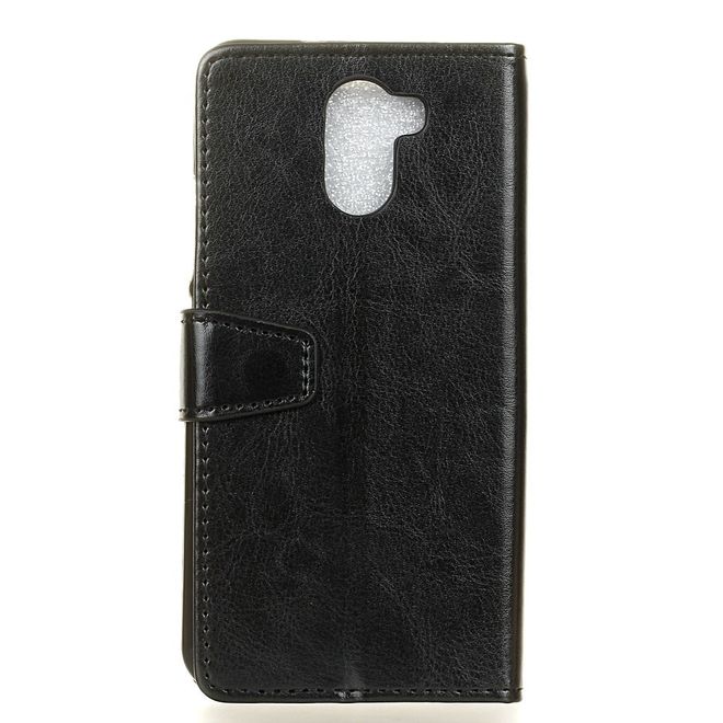 Samsung Galaxy S9 Plus Handy Hülle - Crazy Horse Leder Bookcover - mit Standfunktion - schwarz