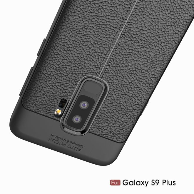 Samsung Galaxy S9 Plus Hülle - TPU Softcase - mit Litchitextur - schwarz