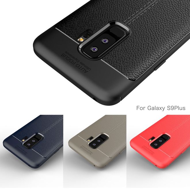 Samsung Galaxy S9 Plus Hülle - TPU Softcase - mit Litchitextur - schwarz
