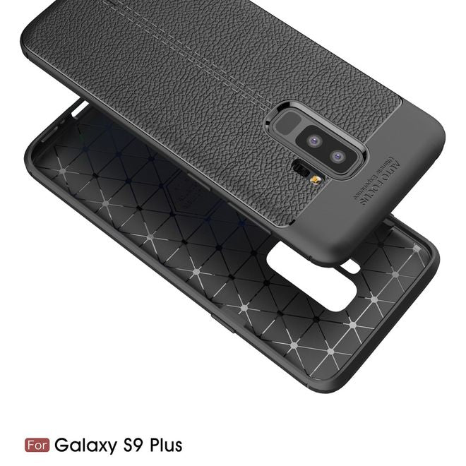 Samsung Galaxy S9 Plus Hülle - TPU Softcase - mit Litchitextur - schwarz