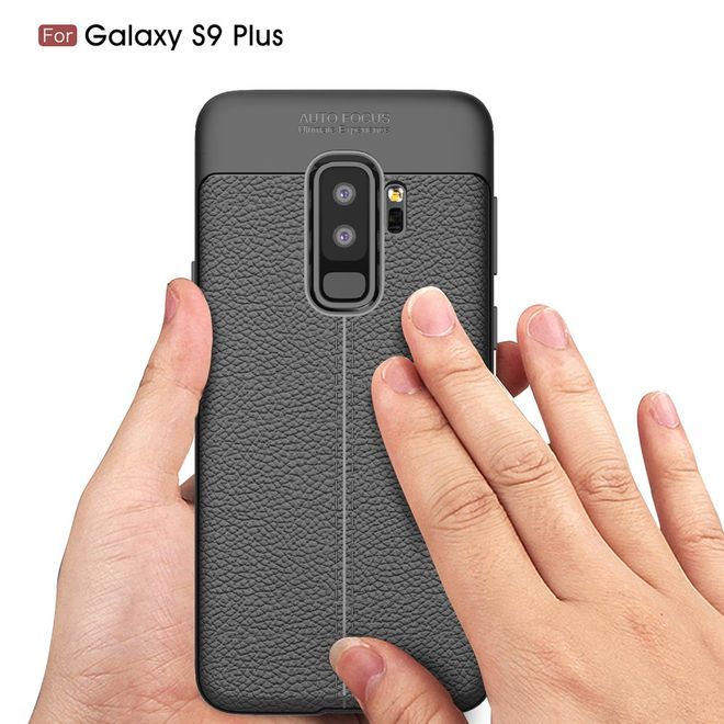 Samsung Galaxy S9 Plus Hülle - TPU Softcase - mit Litchitextur - schwarz