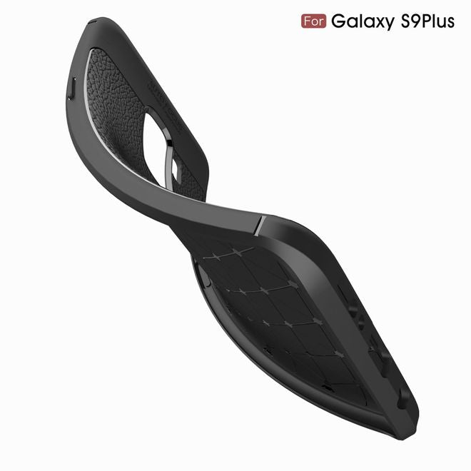 Samsung Galaxy S9 Plus Hülle - TPU Softcase - mit Litchitextur - schwarz