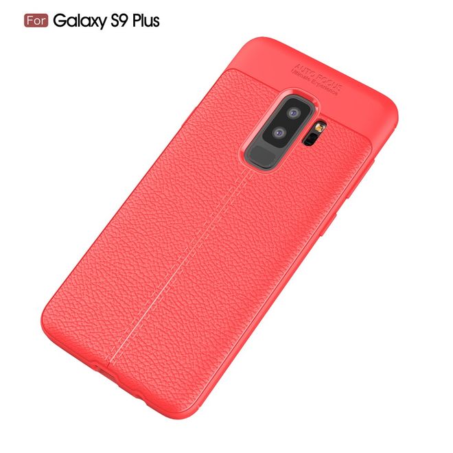 Samsung Galaxy S9 Plus Hülle - TPU Softcase - mit Litchitextur - rot
