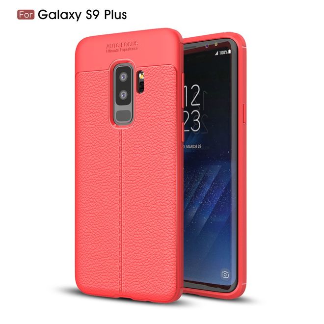 Samsung Galaxy S9 Plus Hülle - TPU Softcase - mit Litchitextur - rot