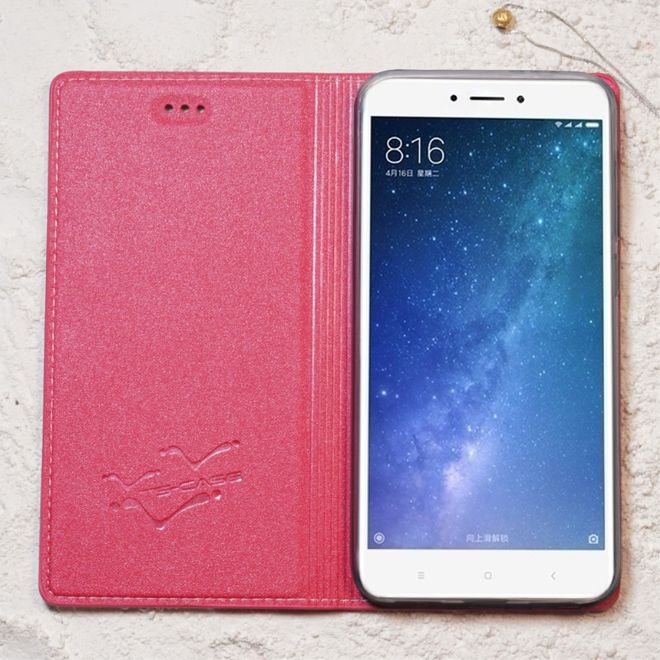 Tscase - Xiaomi Mi Max 2 Handyhülle - Case aus Leder - mit Textur und Standfunktion - rosa