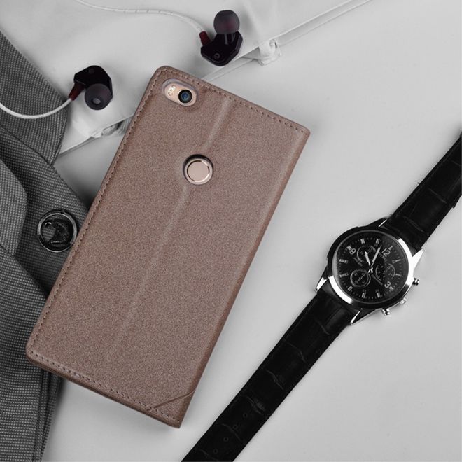 Tscase - Xiaomi Mi Max 2 Handyhülle - Case aus Leder - mit Textur und Standfunktion - gold