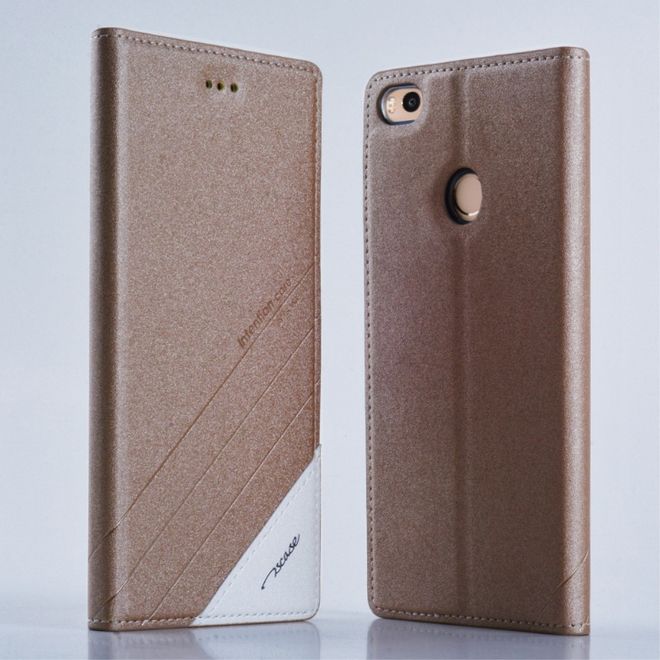 Tscase - Xiaomi Mi Max 2 Handyhülle - Case aus Leder - mit Textur und Standfunktion - gold