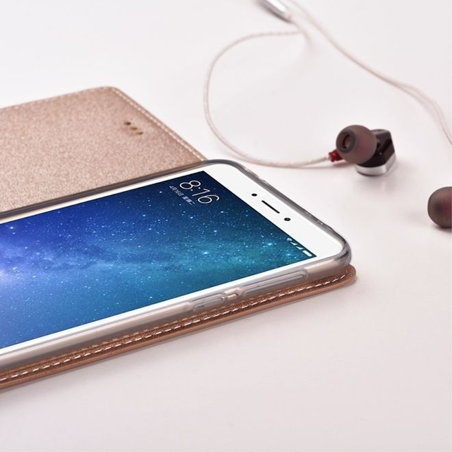 Tscase - Xiaomi Mi Max 2 Handyhülle - Case aus Leder - mit Textur und Standfunktion - gold