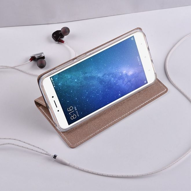 Tscase - Xiaomi Mi Max 2 Handyhülle - Case aus Leder - mit Textur und Standfunktion - gold