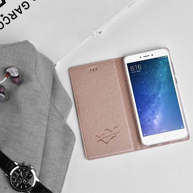 Tscase - Xiaomi Mi Max 2 Handyhülle - Case aus Leder - mit Textur und Standfunktion - gold