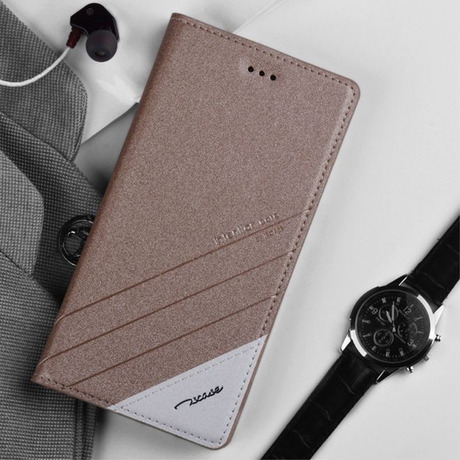 Tscase - Xiaomi Mi Max 2 Handyhülle - Case aus Leder - mit Textur und Standfunktion - gold