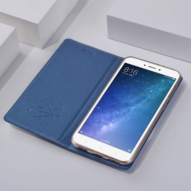 Tscase - Xiaomi Mi Max 2 Handyhülle - Case aus Leder - mit Textur und Standfunktion - blau