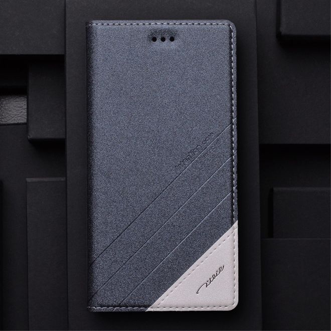 Tscase - Xiaomi Mi Max 2 Handyhülle - Case aus Leder - mit Textur und Standfunktion - grau