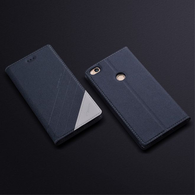 Tscase - Xiaomi Mi Max 2 Handyhülle - Case aus Leder - mit Textur und Standfunktion - grau