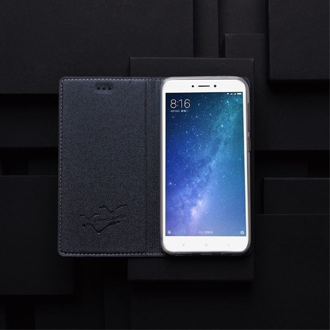 Tscase - Xiaomi Mi Max 2 Handyhülle - Case aus Leder - mit Textur und Standfunktion - grau
