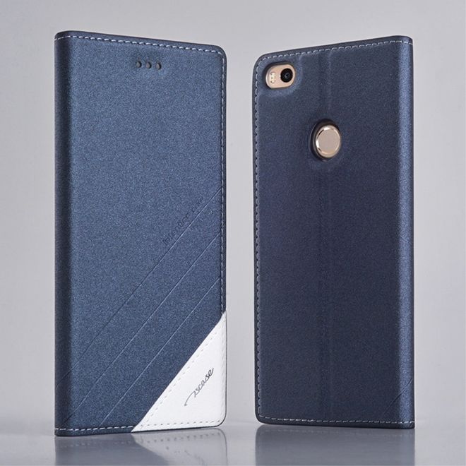 Tscase - Xiaomi Mi Max 2 Handyhülle - Case aus Leder - mit Textur und Standfunktion - grau
