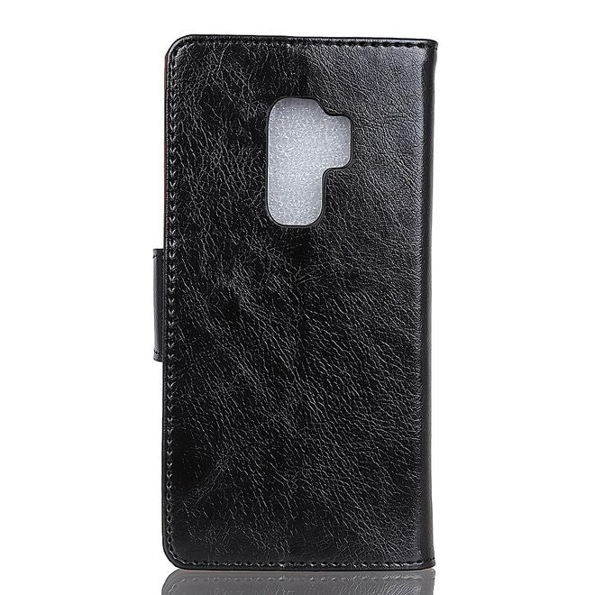Samsung Galaxy S9 Plus Handyhülle - Cover aus echtem Spaltleder - mit Standfunktion - schwarz