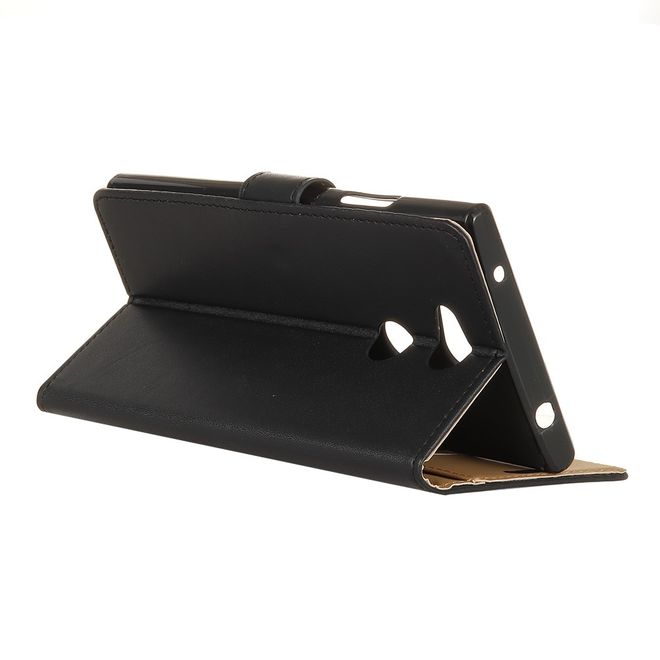 Sony Xperia L2 Handyhülle - Magnetisches Case aus Leder - mit Standfunktion - schwarz