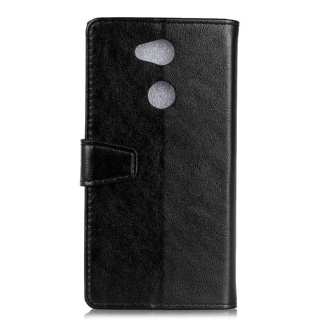 Sony Xperia L2 Handy Hülle - Crazy Horse Leder Case - mit Magnetverschluss und Standfunktion - schwarz