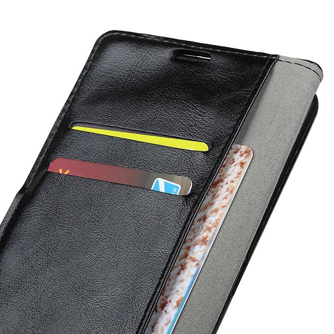 Sony Xperia L2 Handy Hülle - Crazy Horse Leder Case - mit Magnetverschluss und Standfunktion - schwarz