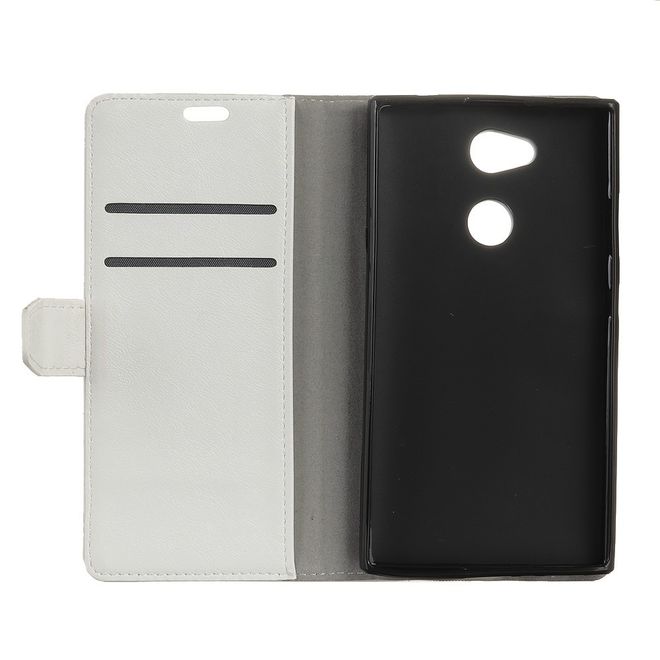 Sony Xperia L2 Handy Hülle - Crazy Horse Leder Case - mit Magnetverschluss und Standfunktion - weiss