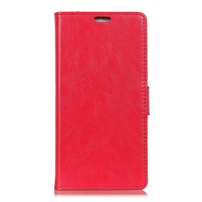 Sony Xperia L2 Handy Hülle - Crazy Horse Leder Case - mit Magnetverschluss und Standfunktion - rot
