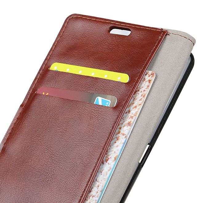 Sony Xperia L2 Handy Hülle - Crazy Horse Leder Case - mit Magnetverschluss und Standfunktion - braun