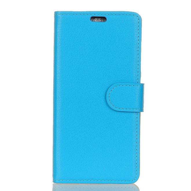 Sony Xperia L2 Handyhülle - Bookcover aus Leder - mit Litchitextur und Standfunktion - blau