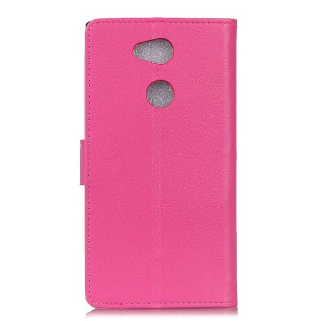 Sony Xperia XA2 Ultra Handy Hülle - Bookcover aus Leder - mit Litchitextur und Standfunktion - rosa