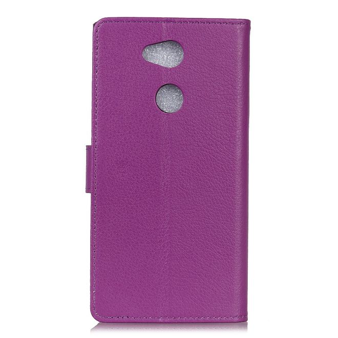 Sony Xperia XA2 Ultra Handy Hülle - Bookcover aus Leder - mit Litchitextur und Standfunktion - purpur