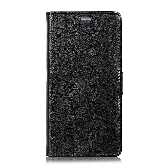 Sony Xperia XA2 Ultra Handy Case - Crazy Horse Leder Hülle - mit Standfunktion - schwarz