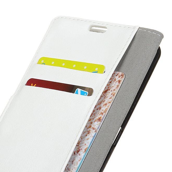 Sony Xperia XA2 Ultra Handy Case - Crazy Horse Leder Hülle - mit Standfunktion - weiss