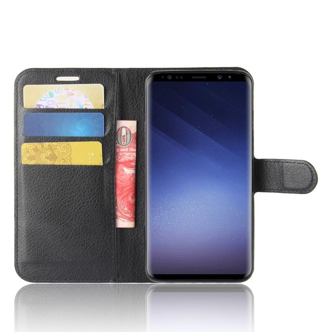Samsung Galaxy S9 Handy Hülle - Bookcover aus Leder - mit Standfunktion - schwarz