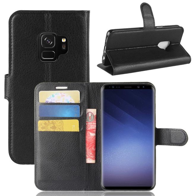 Samsung Galaxy S9 Handy Hülle - Bookcover aus Leder - mit Standfunktion - schwarz