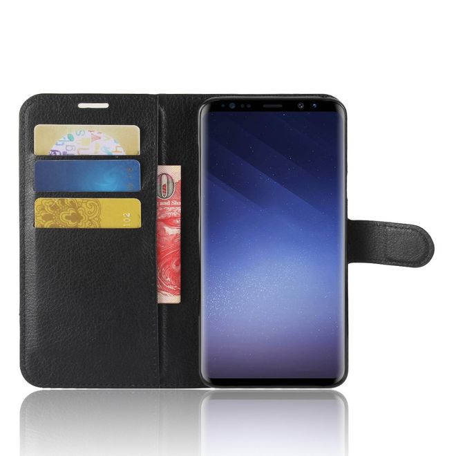 Samsung Galaxy S9 Plus Handy Hülle - Bookcover aus Leder - mit Standfunktion - schwarz