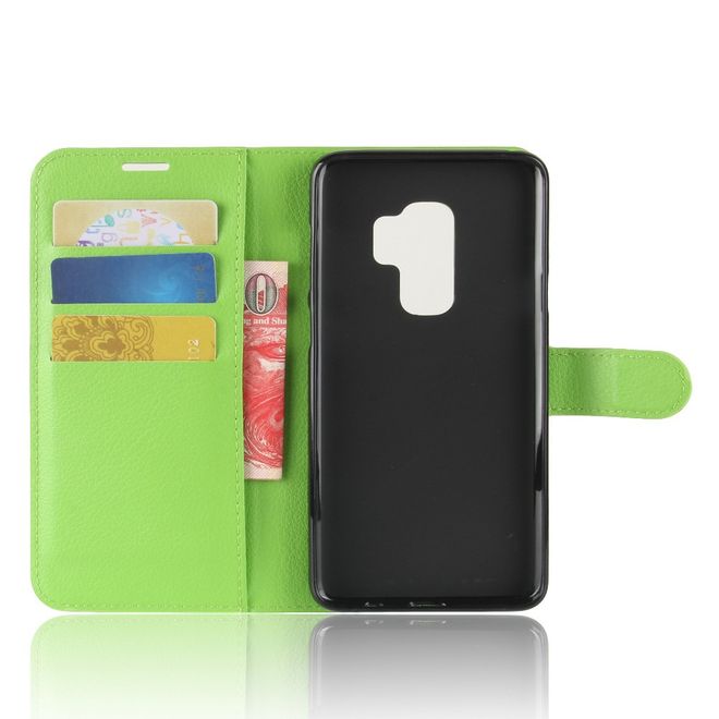Samsung Galaxy S9 Plus Handy Hülle - Bookcover aus Leder - mit Standfunktion - grün