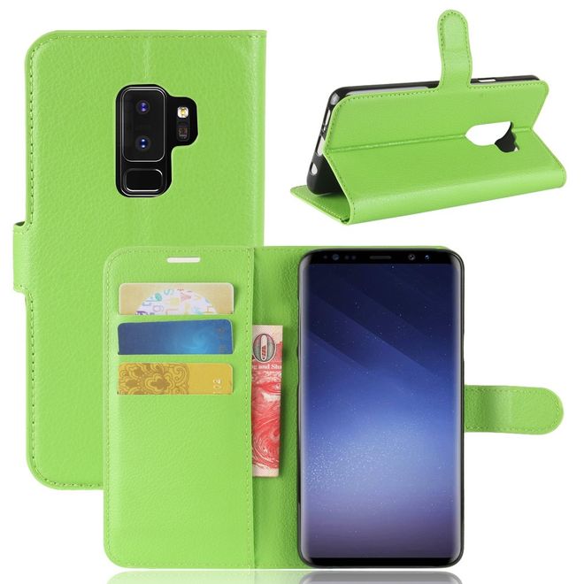 Samsung Galaxy S9 Plus Handy Hülle - Bookcover aus Leder - mit Standfunktion - grün