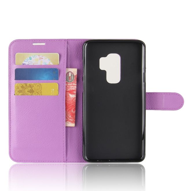 Samsung Galaxy S9 Plus Handy Hülle - Bookcover aus Leder - mit Standfunktion - purpur