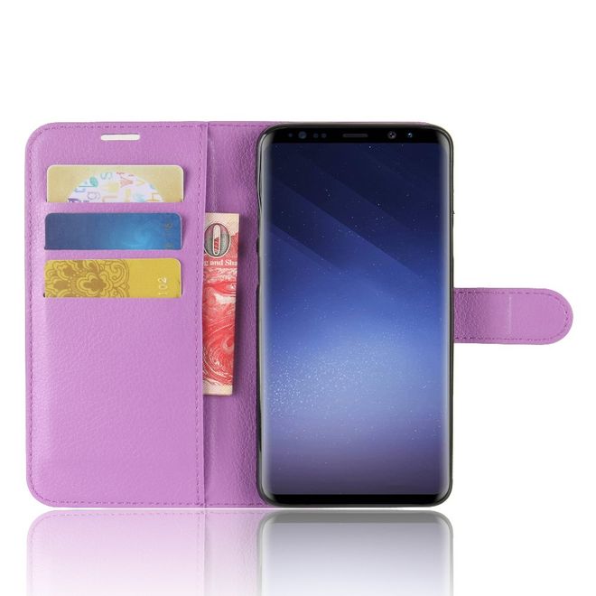 Samsung Galaxy S9 Plus Handy Hülle - Bookcover aus Leder - mit Standfunktion - purpur