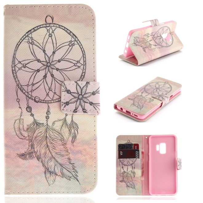 Samsung Galaxy S9 Hülle - Handy Case aus Leder - schwarzer Traumfänger