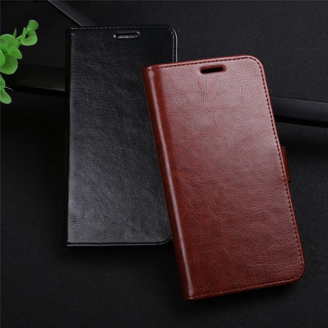 Samsung Galaxy S9 Handy Hülle - Crazy Horse Leder Cover - mit Standfunktion - schwarz