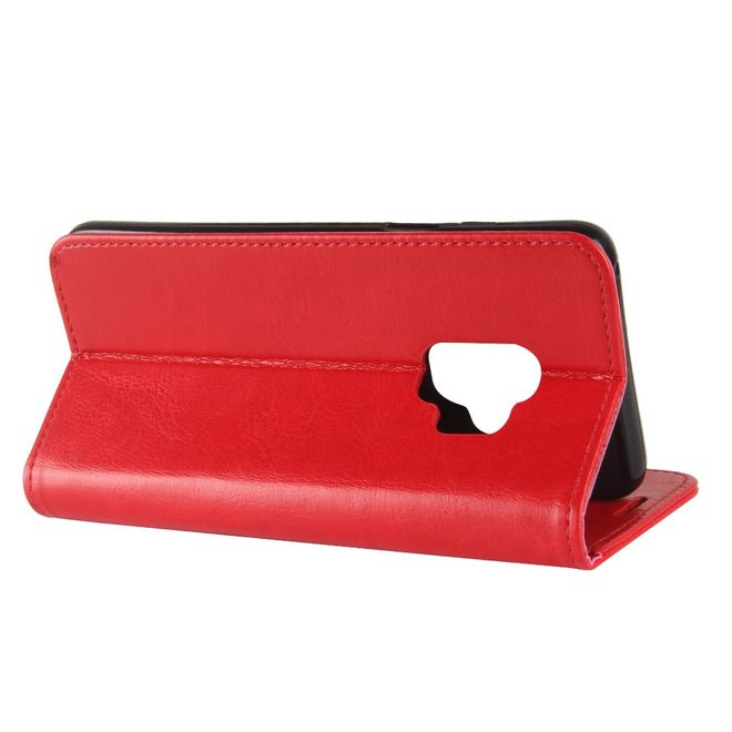 Samsung Galaxy S9 Handy Hülle - Crazy Horse Leder Cover - mit Standfunktion - rot