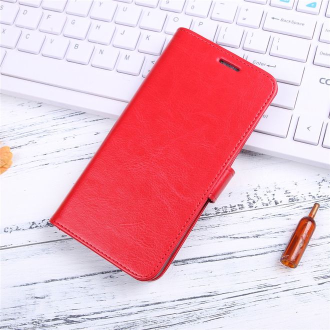 Samsung Galaxy S9 Handy Hülle - Crazy Horse Leder Cover - mit Standfunktion - rot
